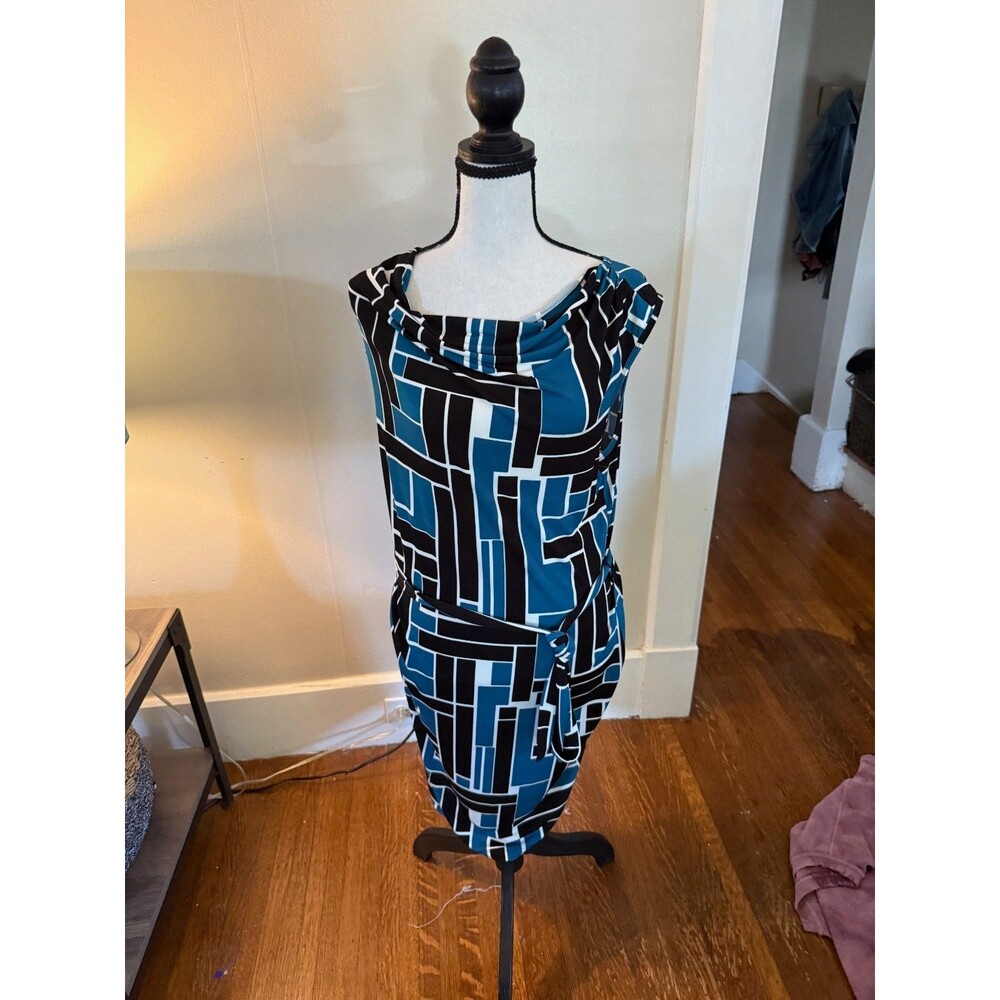Banana Republic Sleeveless Blue Black & White Dress Sz M